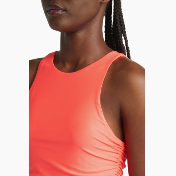 Good American Body-Con Minidress Satin Stretch Fiery Neon Coral SZ 2X NWT - Picture 4 of 13